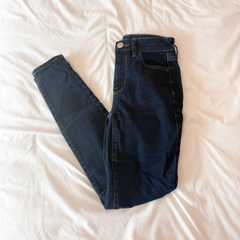 American Eagle Dark Wash High-Rise Jegging Size Size 0 Short